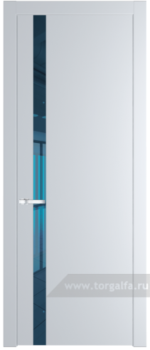 Дверь со стеклом ProfilDoors 18PW Зеркало Blue с молдингом Серебро (Вайт (RAL 110 96 02))