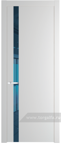 Дверь со стеклом ProfilDoors 18PW Зеркало Blue с молдингом Серебро (Крем Вайт (RAL 120-02))