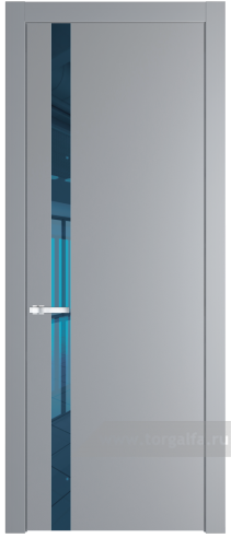 Дверь со стеклом ProfilDoors 18PW Зеркало Blue с молдингом Серебро (Смоки (RAL 870-02))