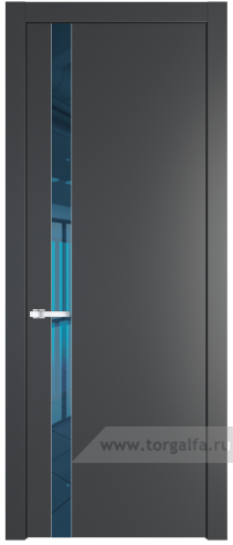 Дверь со стеклом ProfilDoors 18PW Зеркало Blue с молдингом Серебро (Графит (Pantone 425С))
