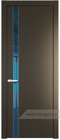 Дверь со стеклом ProfilDoors 18PW Зеркало Blue с молдингом Серебро (Перламутр бронза)