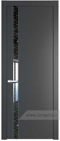 Дверь со стеклом ProfilDoors 18PW Лоран узор золото с молдингом Серебро (Графит (Pantone 425С))