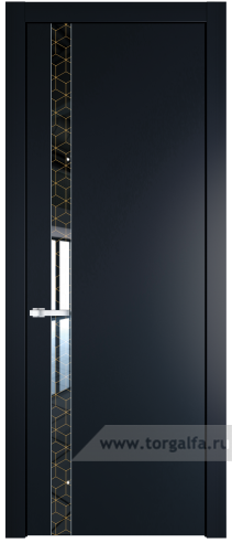 Дверь со стеклом ProfilDoors 18PW Лоран узор золото с молдингом Серебро (Нэви Блу (RAL 7016))