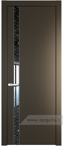 Дверь со стеклом ProfilDoors 18PW Лоран узор золото с молдингом Серебро (Перламутр бронза)