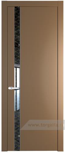 Дверь со стеклом ProfilDoors 18PW Лоран узор золото с молдингом Серебро (Перламутр золото)