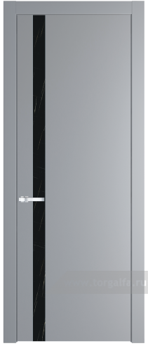 Дверь со стеклом ProfilDoors 18PW Неро мрамор с молдингом Серебро (Смоки (RAL 870-02))