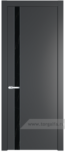 Дверь со стеклом ProfilDoors 18PW Неро мрамор с молдингом Серебро (Графит (Pantone 425С))