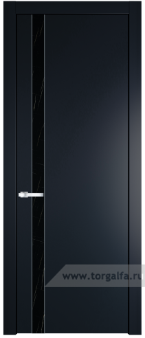 Дверь со стеклом ProfilDoors 18PW Неро мрамор с молдингом Серебро (Нэви Блу (RAL 7016))