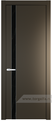 Дверь со стеклом ProfilDoors 18PW Неро мрамор с молдингом Серебро (Перламутр бронза)