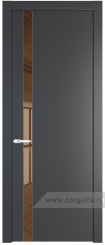 Дверь со стеклом ProfilDoors 18PW Зеркало Bronza с молдингом Cеребро (Графит (Pantone 425С))