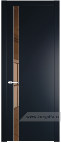 Дверь со стеклом ProfilDoors 18PW Зеркало Bronza с молдингом Cеребро (Нэви Блу (RAL 7016))