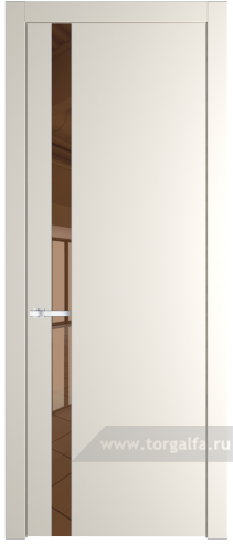 Дверь со стеклом ProfilDoors 18PW Зеркало Bronza с молдингом Cеребро (Перламутр белый)