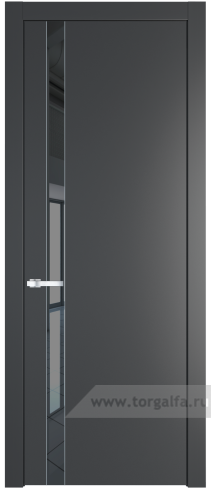 Дверь со стеклом ProfilDoors 18PW Зеркало Grey с молдингом Серебро (Графит (Pantone 425С))