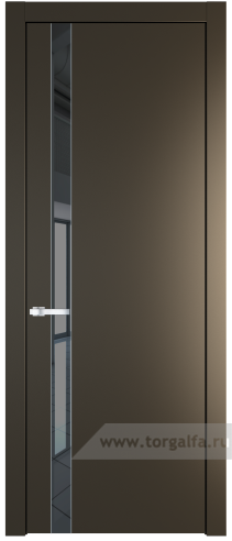 Дверь со стеклом ProfilDoors 18PW Зеркало Grey с молдингом Серебро (Перламутр бронза)