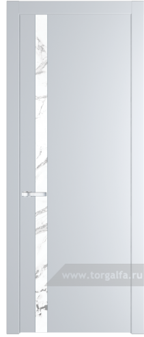 Дверь со стеклом ProfilDoors 18PW Нефи белый узор серебро с молдингом Серебро (Вайт (RAL 110 96 02))