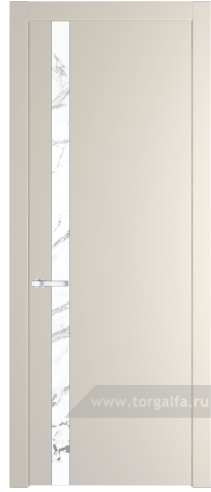 Дверь со стеклом ProfilDoors 18PW Нефи белый узор серебро с молдингом Серебро (Кремовая Магнолия (RAL 120-04))