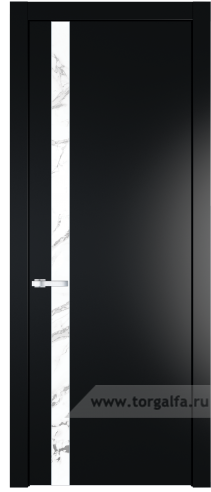 Дверь со стеклом ProfilDoors 18PW Нефи белый узор серебро с молдингом Серебро (Блэк)