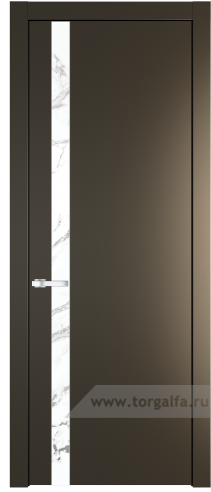 Дверь со стеклом ProfilDoors 18PW Нефи белый узор серебро с молдингом Серебро (Перламутр бронза)