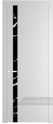 Дверь со стеклом ProfilDoors 18PW Нефи черный узор серебро с молдингом Серебро (Крем Вайт (RAL 120-02))