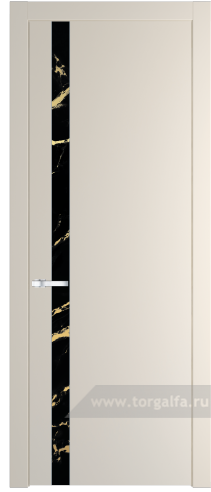 Дверь со стеклом ProfilDoors 18PW Нефи черный узор золото с молдингом Серебро (Кремовая Магнолия (RAL 120-04))