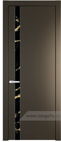 Дверь со стеклом ProfilDoors 18PW Нефи черный узор золото с молдингом Серебро (Перламутр бронза)