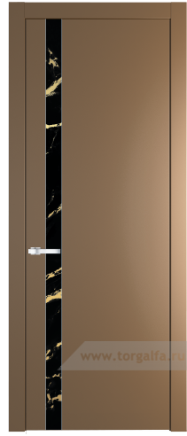 Дверь со стеклом ProfilDoors 18PW Нефи черный узор золото с молдингом Серебро (Перламутр золото)