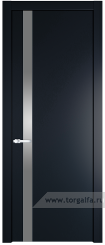 Дверь со стеклом ProfilDoors 18PW Lacobel Серебряный лак с молдингом Серебро (Нэви Блу (RAL 7016))