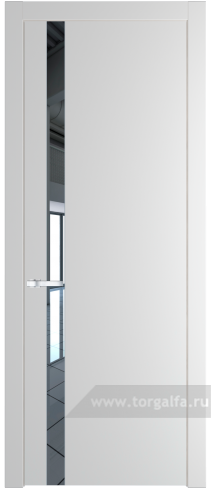 Дверь со стеклом ProfilDoors 18PW Зеркало с молдингом Серебро (Крем Вайт (RAL 120-02))