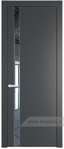 Дверь со стеклом ProfilDoors 18PW Зеркало с молдингом Серебро (Графит (Pantone 425С))