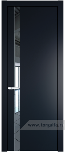 Дверь со стеклом ProfilDoors 18PW Зеркало с молдингом Серебро (Нэви Блу (RAL 7016))