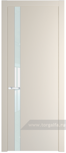 Дверь со стеклом ProfilDoors 18PW Lacobel Белый лак с молдингом Серебро (Кремовая Магнолия (RAL 120-04))