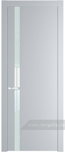 Дверь со стеклом ProfilDoors 18PW Lacobel Белый лак с молдингом Серебро (Лайт Грей (RAL 870-01))