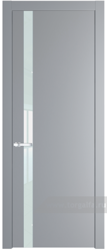 Дверь со стеклом ProfilDoors 18PW Lacobel Белый лак с молдингом Серебро (Смоки (RAL 870-02))