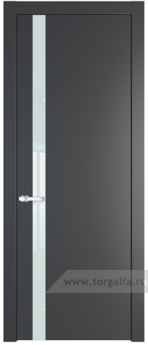 Дверь со стеклом ProfilDoors 18PW Lacobel Белый лак с молдингом Серебро (Графит (Pantone 425С))