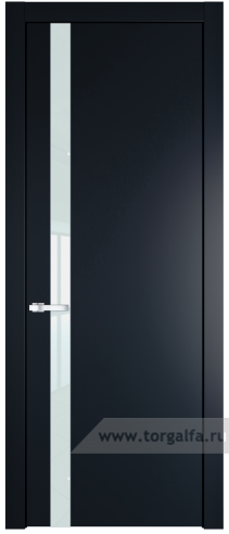 Дверь со стеклом ProfilDoors 18PW Lacobel Белый лак с молдингом Серебро (Нэви Блу (RAL 7016))