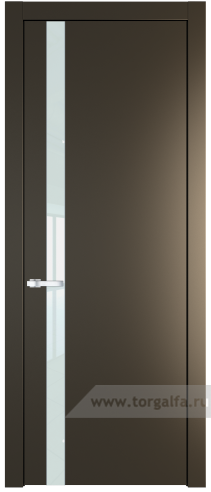 Дверь со стеклом ProfilDoors 18PW Lacobel Белый лак с молдингом Серебро (Перламутр бронза)