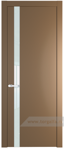 Дверь со стеклом ProfilDoors 18PW Lacobel Белый лак с молдингом Серебро (Перламутр золото)