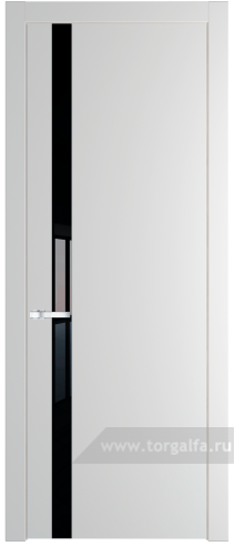 Дверь со стеклом ProfilDoors 18PW Lacobel Черный лак с молдингом Серебро (Крем Вайт (RAL 120-02))