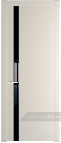 Дверь со стеклом ProfilDoors 18PW Lacobel Черный лак с молдингом Серебро (Кремовая Магнолия (RAL 120-04))