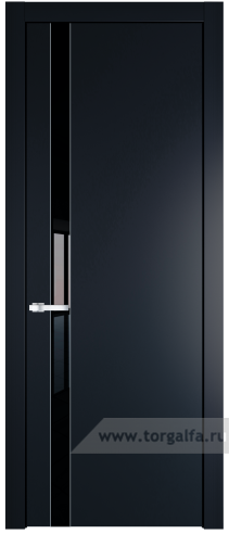 Дверь со стеклом ProfilDoors 18PW Lacobel Черный лак с молдингом Серебро (Нэви Блу (RAL 7016))