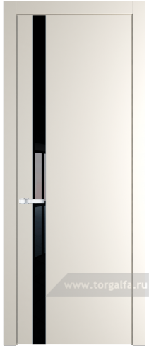 Дверь со стеклом ProfilDoors 18PW Lacobel Черный лак с молдингом Серебро (Перламутр белый)