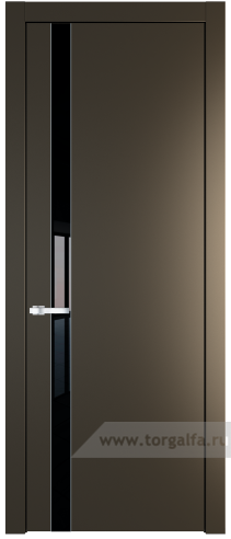 Дверь со стеклом ProfilDoors 18PW Lacobel Черный лак с молдингом Серебро (Перламутр бронза)