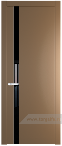 Дверь со стеклом ProfilDoors 18PW Lacobel Черный лак с молдингом Серебро (Перламутр золото)