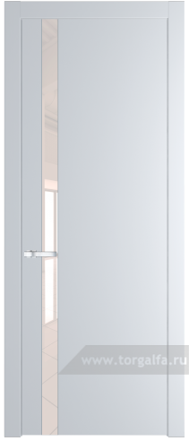 Дверь со стеклом ProfilDoors 18PW Lacobel Перламутровый лак с молдингом Серебро (Вайт (RAL 110 96 02))
