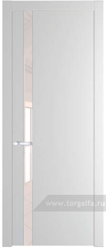 Дверь со стеклом ProfilDoors 18PW Lacobel Перламутровый лак с молдингом Серебро (Крем Вайт (RAL 120-02))