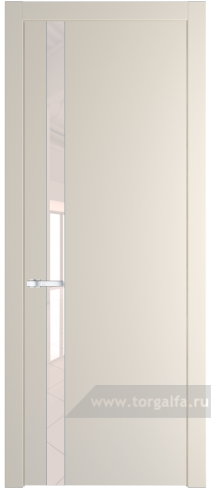 Дверь со стеклом ProfilDoors 18PW Lacobel Перламутровый лак с молдингом Серебро (Кремовая Магнолия (RAL 120-04))