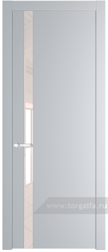 Дверь со стеклом ProfilDoors 18PW Lacobel Перламутровый лак с молдингом Серебро (Лайт Грей (RAL 870-01))