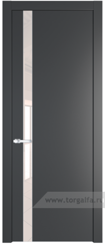 Дверь со стеклом ProfilDoors 18PW Lacobel Перламутровый лак с молдингом Серебро (Графит (Pantone 425С))