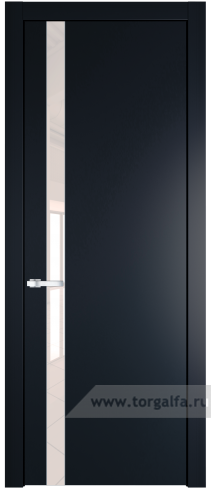 Дверь со стеклом ProfilDoors 18PW Lacobel Перламутровый лак с молдингом Серебро (Нэви Блу (RAL 7016))