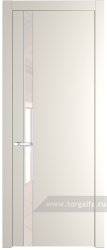 Дверь со стеклом ProfilDoors 18PW Lacobel Перламутровый лак с молдингом Серебро (Перламутр белый)